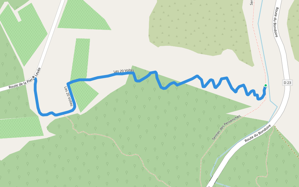 Les 20 Voltes walking route map in Saint-Vincent-Rive-d'Olt