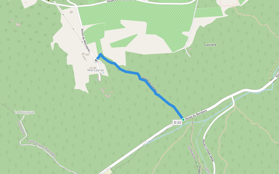 Sentier du Facteur walking route map in Saint-Vincent-Rive-d'Olt