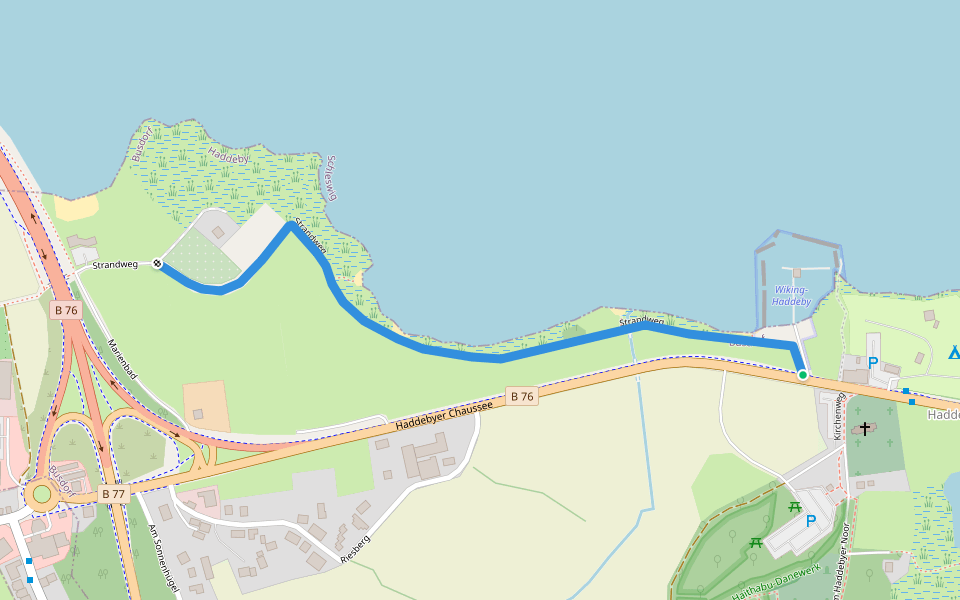 Strandweg walking route map in Busdorf
