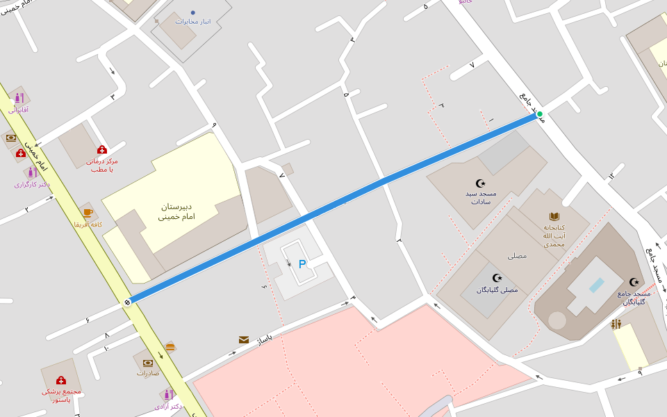 سید السادات walking route map in Golpayegan