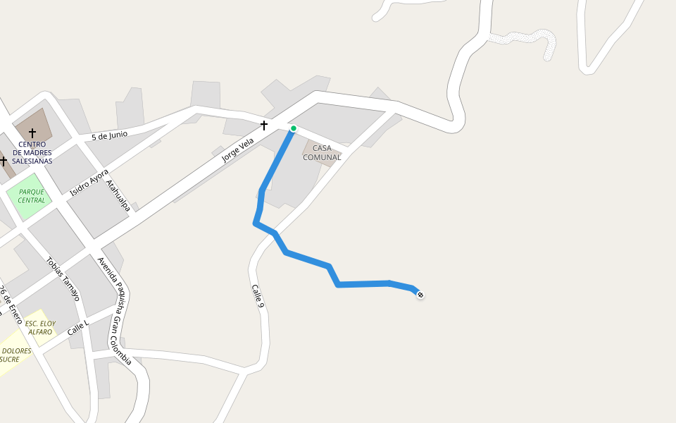 SENDERO A STA. TERESITA walking route map in Tulcán