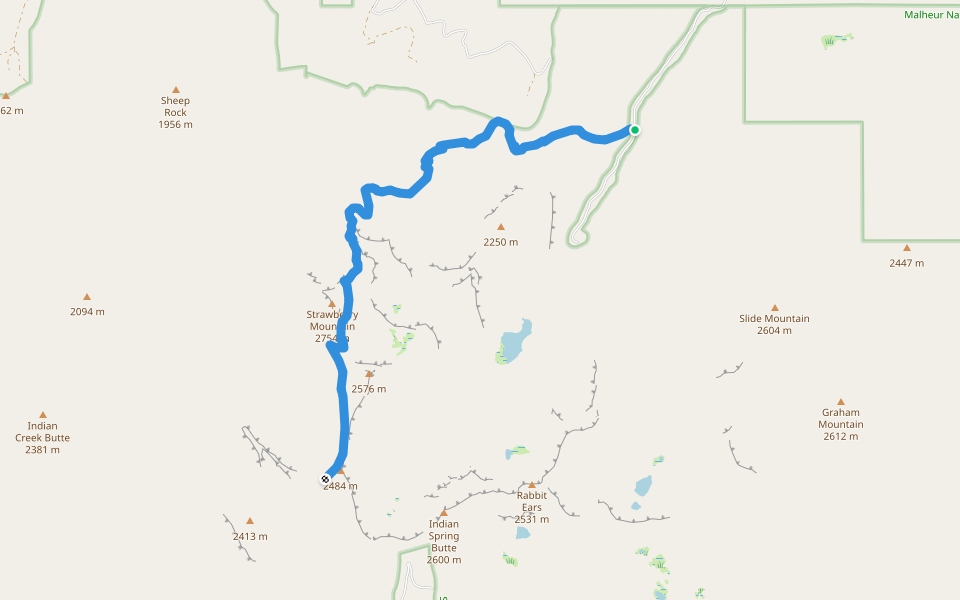 Onion Creek Trail #368 walking route map in Prairie City