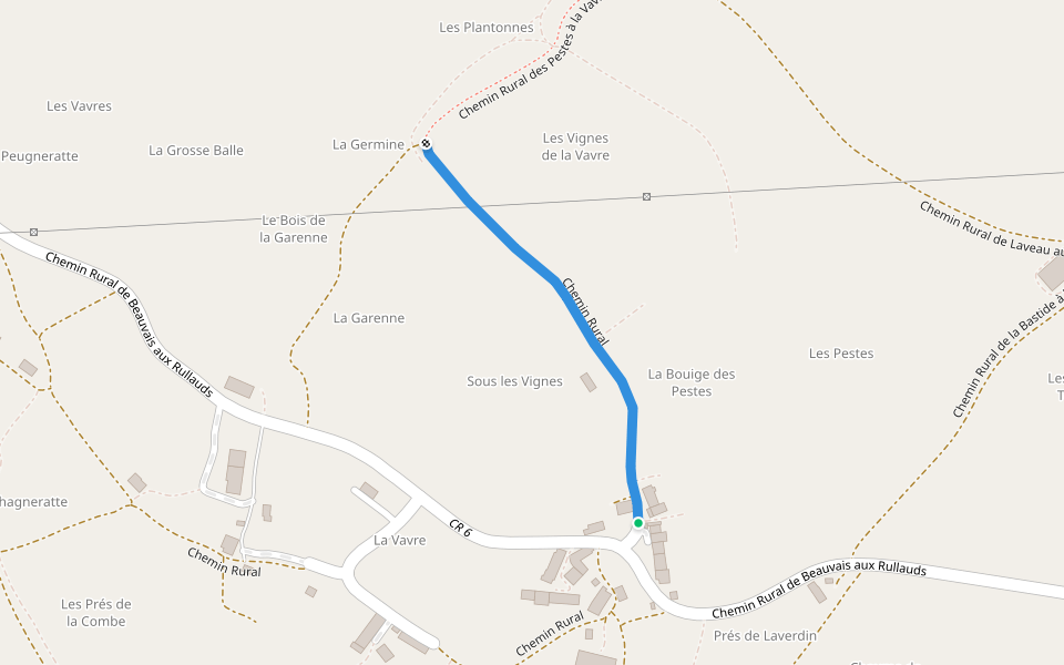 Chemin Rural walking route map in Prissac