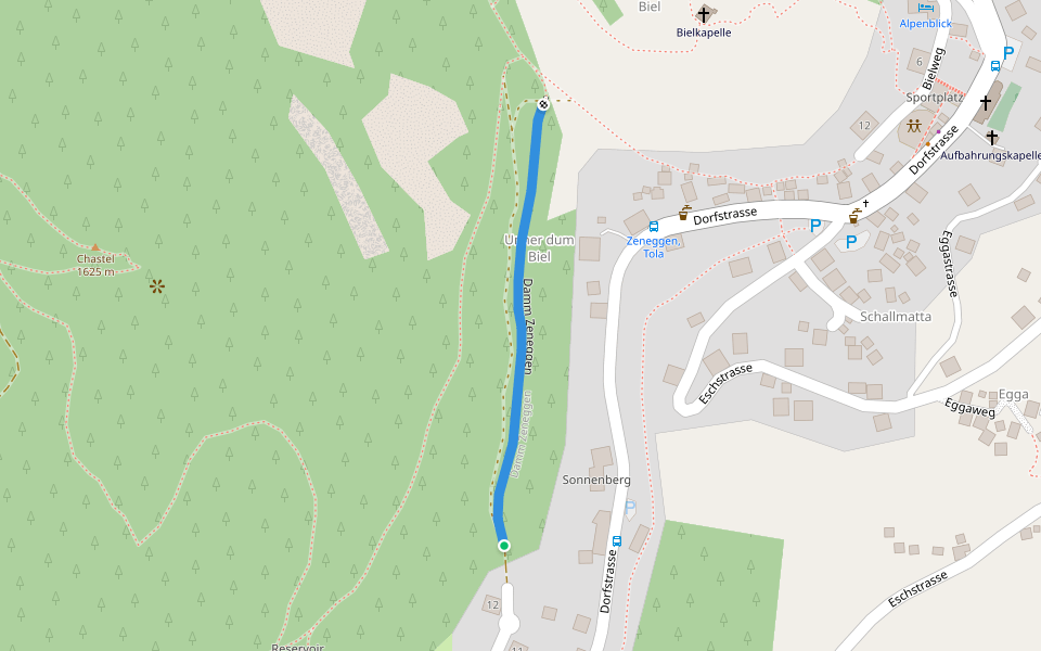 Damm Zeneggen walking route map in Zeneggen