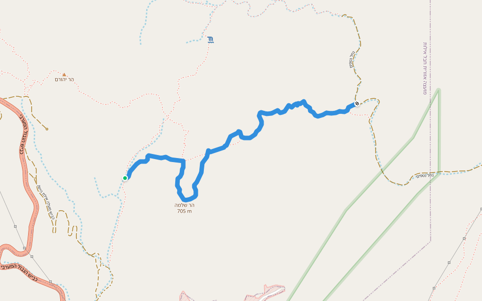 נחל בת שבע - מפלים walking route map in Eilat
