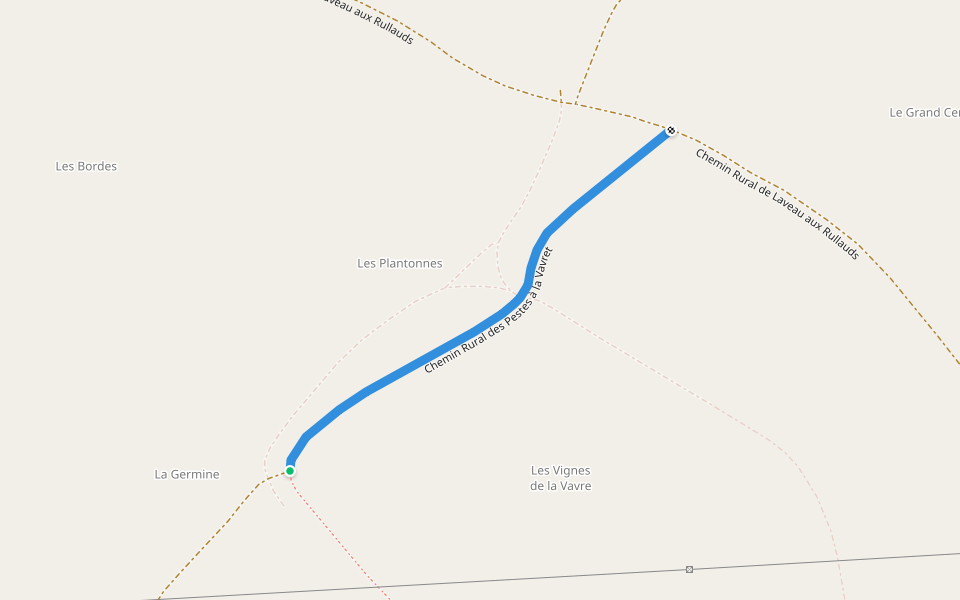 Chemin Rural des Pestes à la Vavret walking route map in Prissac