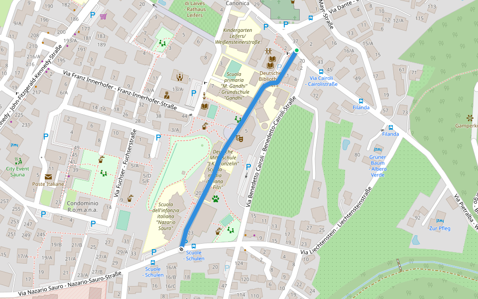 Passaggio zona scolastica - Schuldurchgang Maria Damian walking route map in Laives