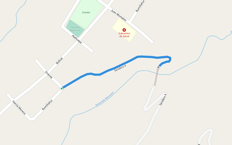 Sendero 4 walking route map in Monte Olivo