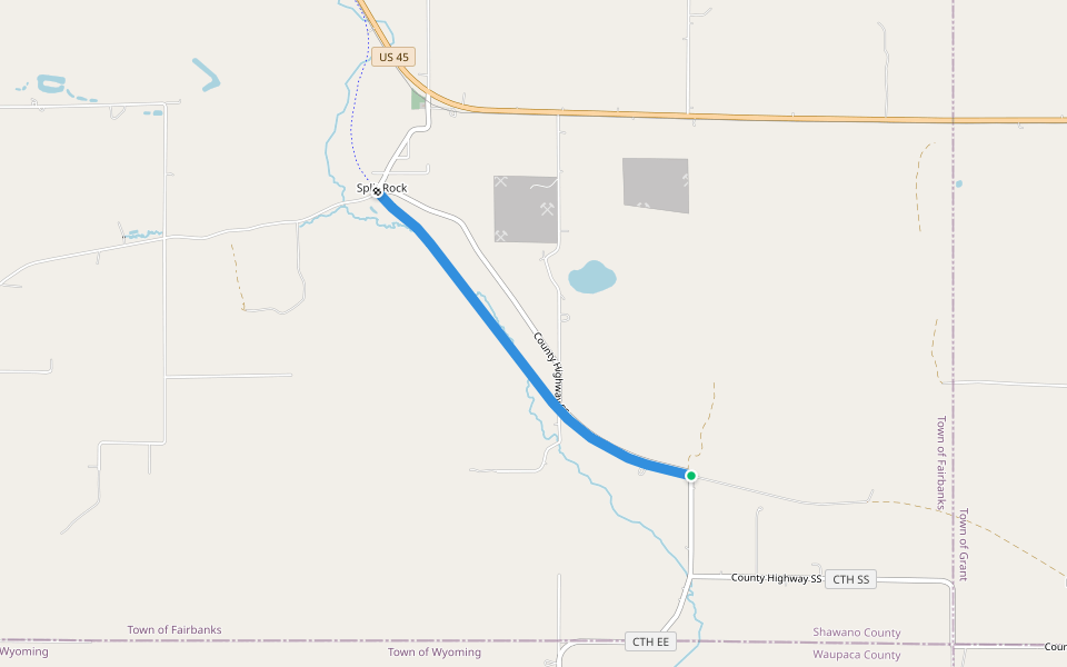 Wiouwash State Trail walking route map in Tigerton