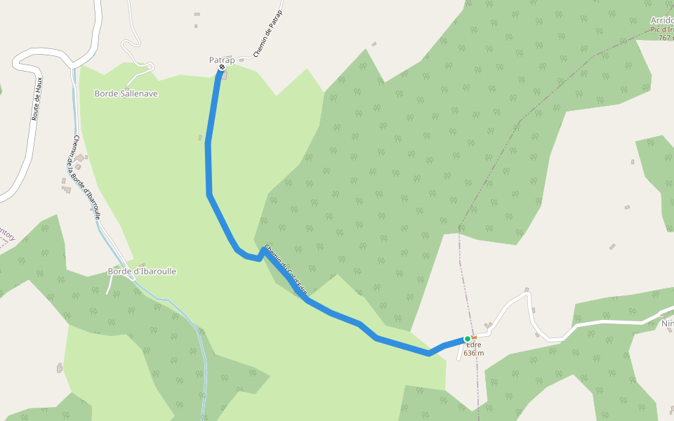 Chemin du Col d'Edre walking route map in Lanne-en-Barétous