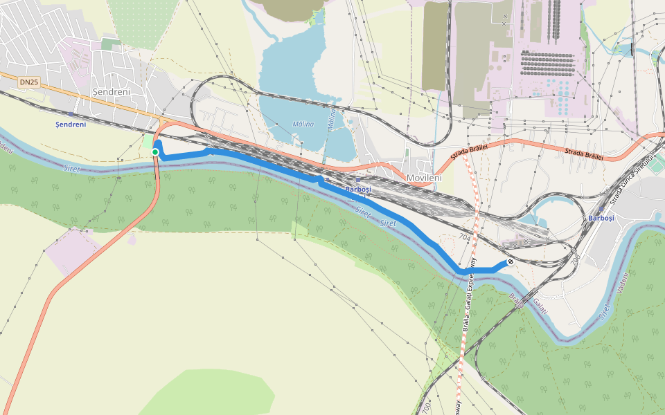 Siret Trail walking route map in Șendreni