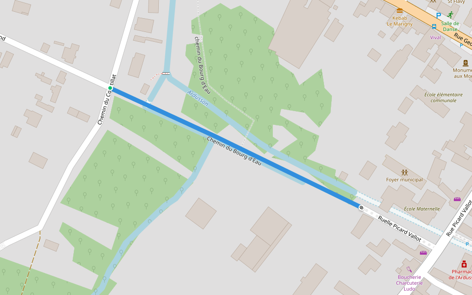 Chemin du Bourg d'Eau walking route map in Marigny-le-Châtel