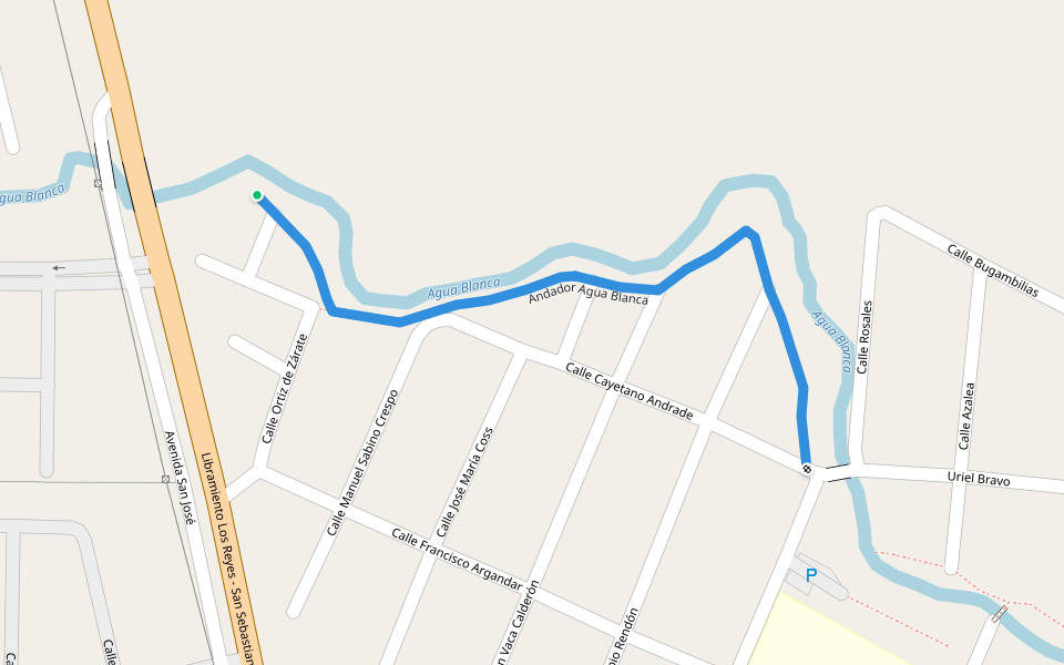 Andador Agua Blanca walking route map in Los Reyes de Salgado