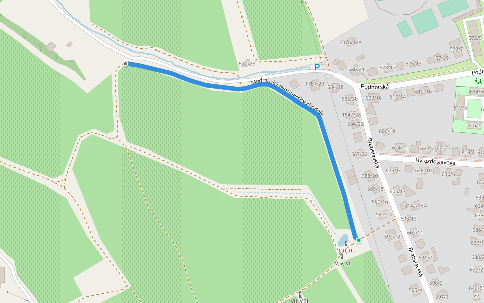 Modranský ovocinársky chodník walking route map in Modra