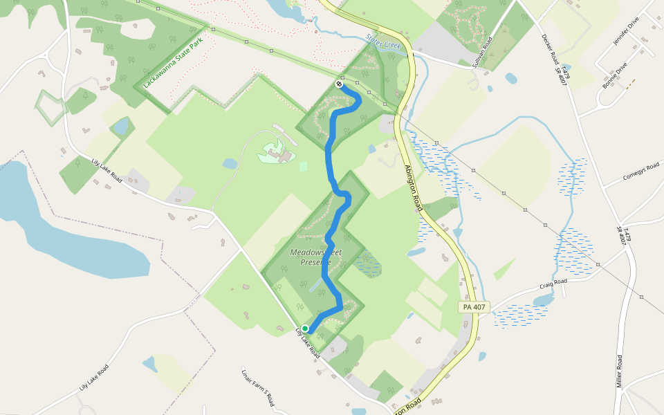 Green Trail walking route map in Waverly
