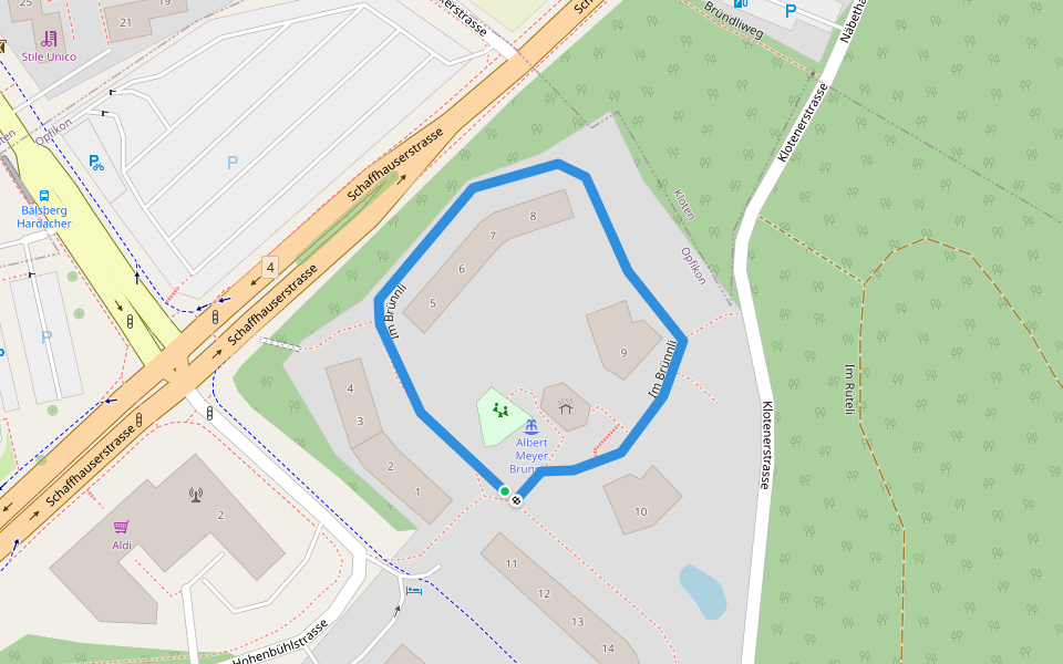 Im Brünnli walking route map in Opfikon