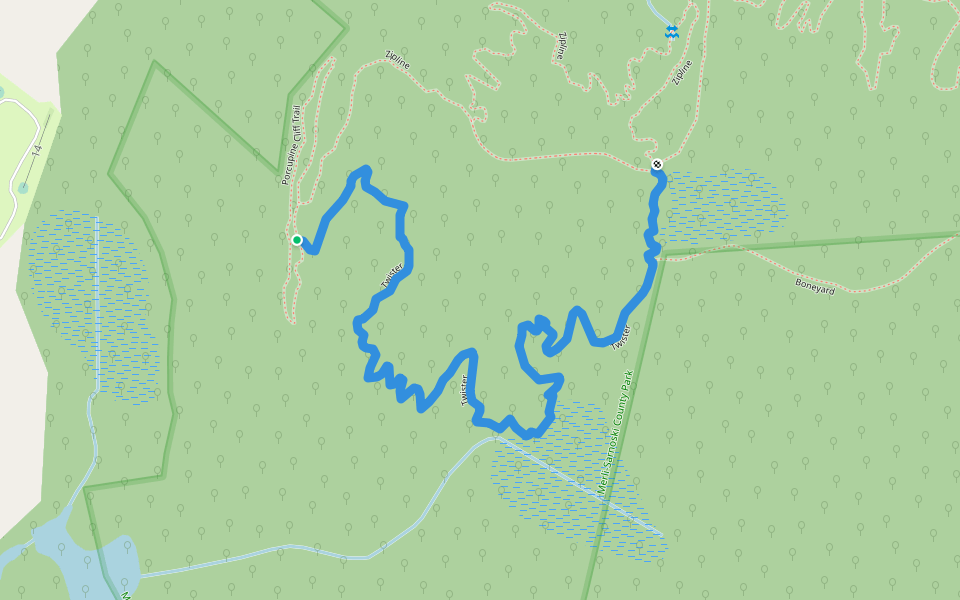 Twister walking route map in Jermyn