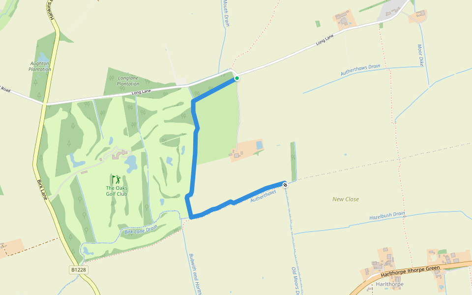 Designated Footpath 2 walking route map in Aughton