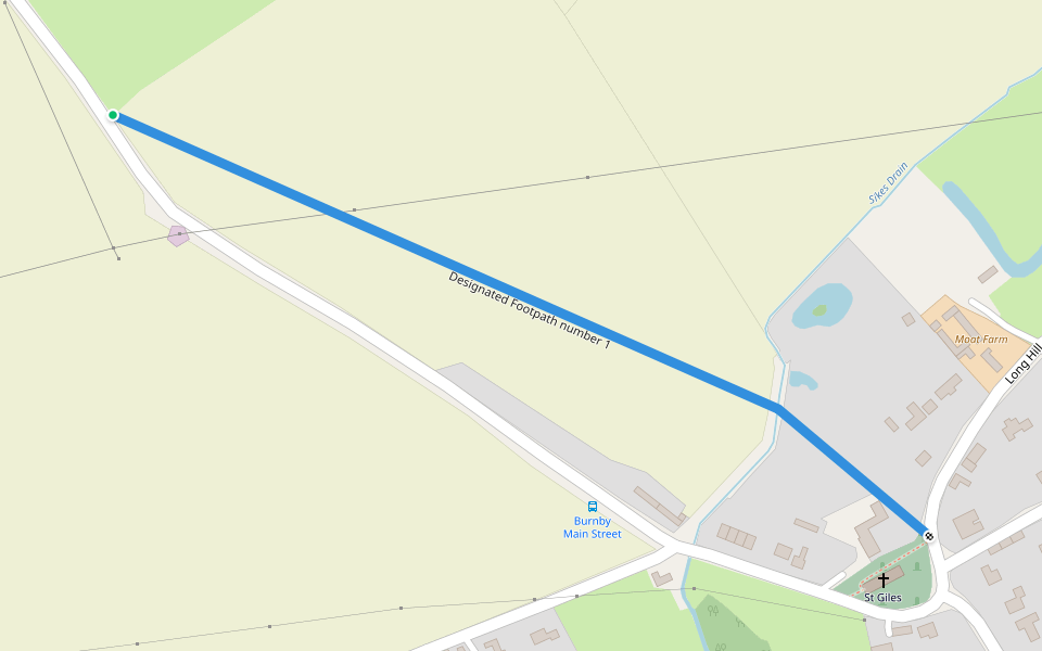 Designated Footpath number 1 walking route map in Burnby