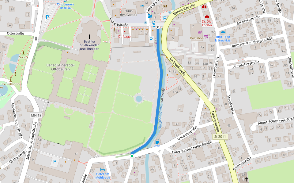 Silachweg walking route map in Ottobeuren