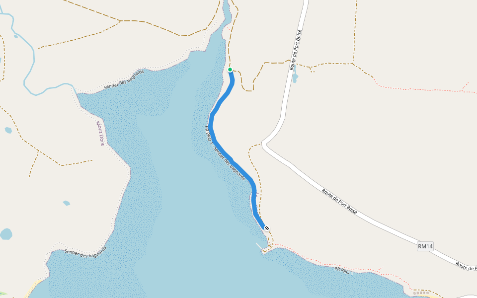 PR PRO 1 - Sentier des bagnards walking route map in Goro