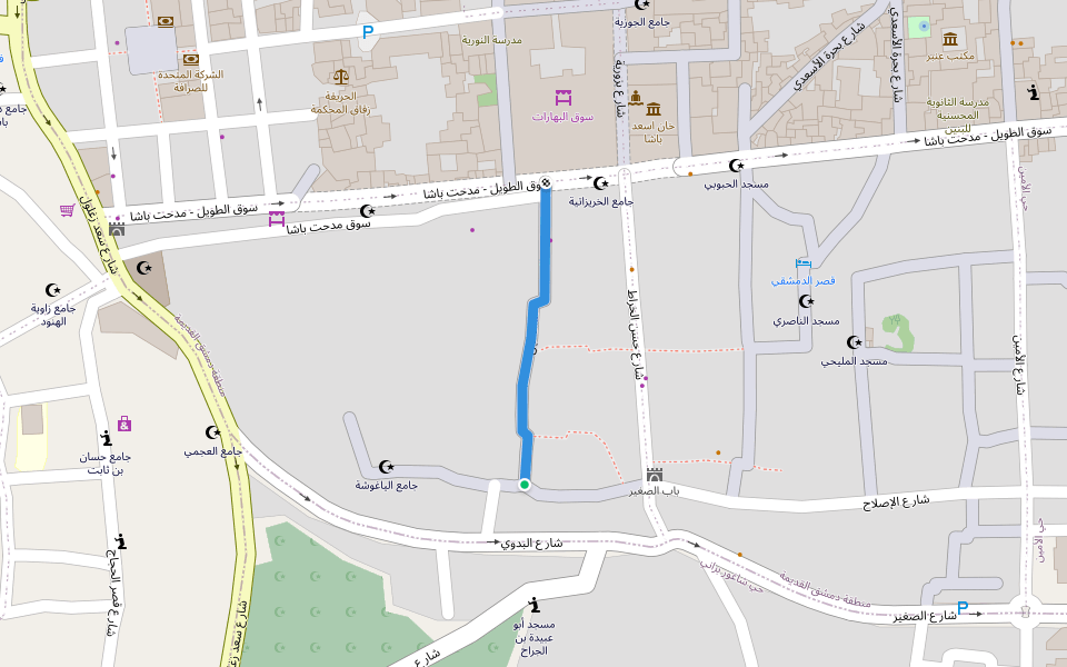 الشماعين walking route map in Damascus