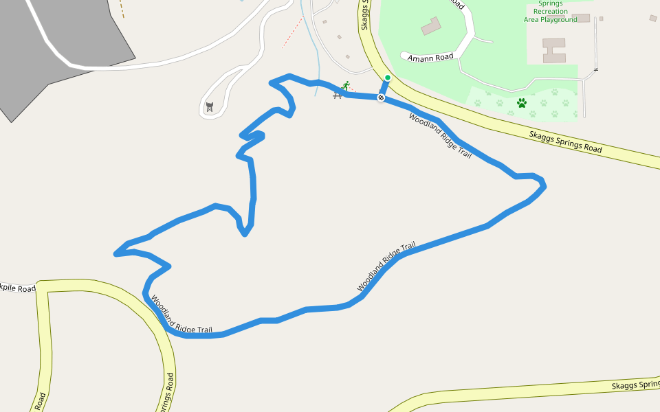 Woodland Ridge Trail walking route map in Geyserville