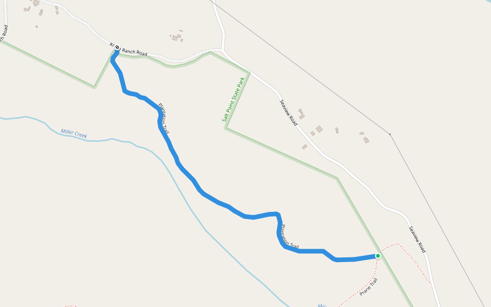 Plantation Trail walking route map in Cazadero