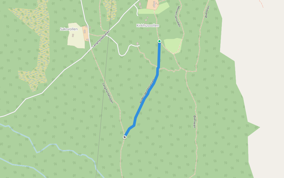 Anders-Mortensastien walking route map in Orvos