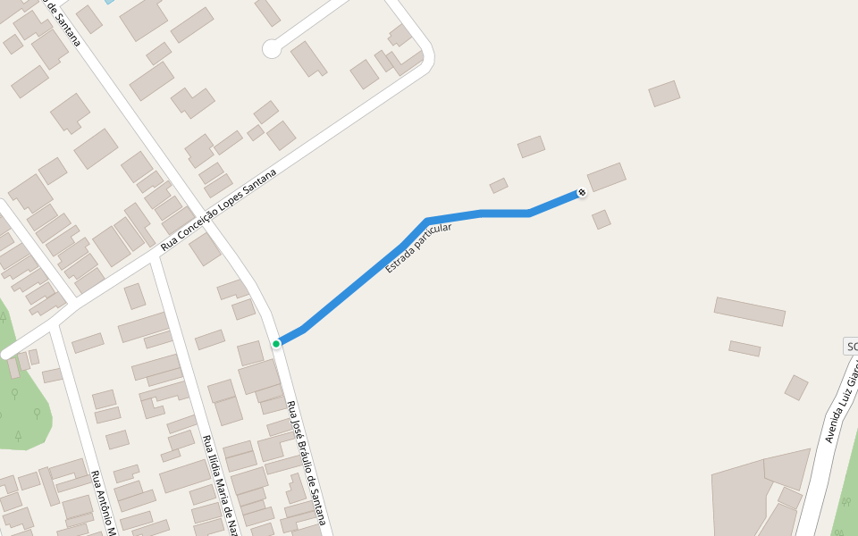 Estrada particular walking route map in São João del Rei