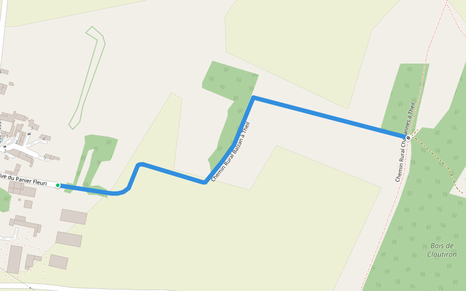 Chemin Rural Balzan à Theil walking route map in Rom