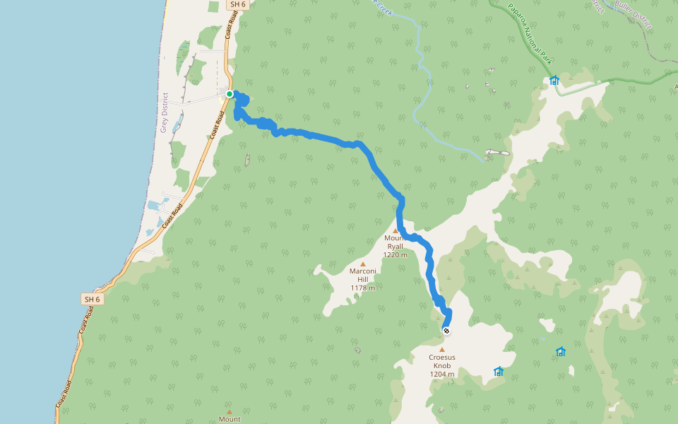 Croesus Track walking route map in Barrytown