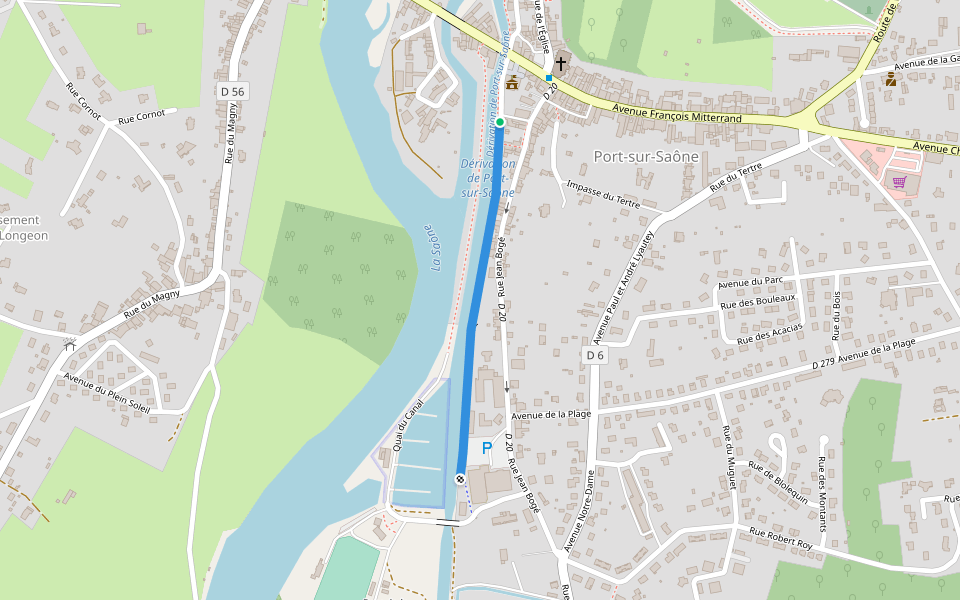 Quai du Canal walking route map in Port-sur-Saône