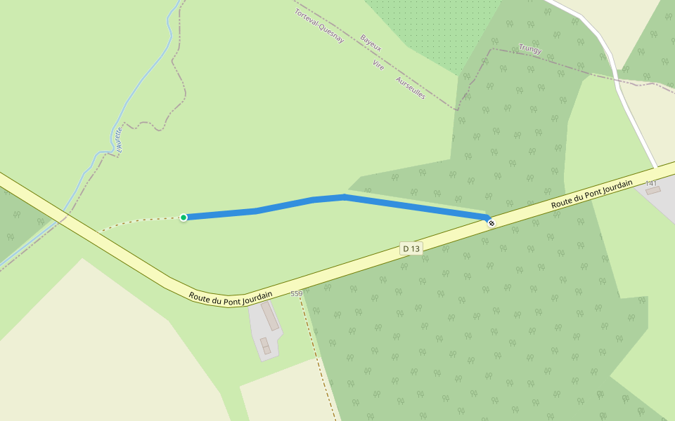 Chemin du Pont Jourdain walking route map in Aurseulles