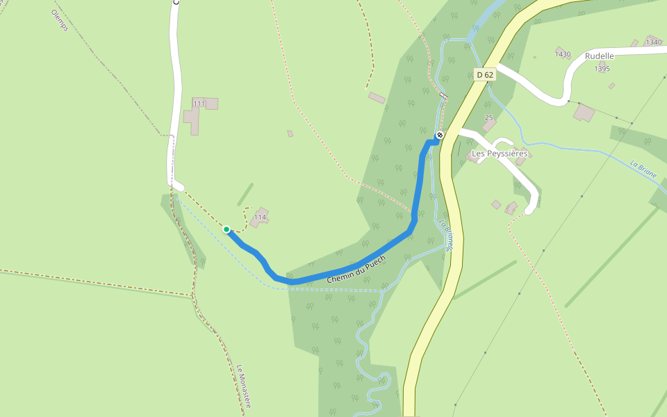 Chemin du Puech walking route map in Le Monastère