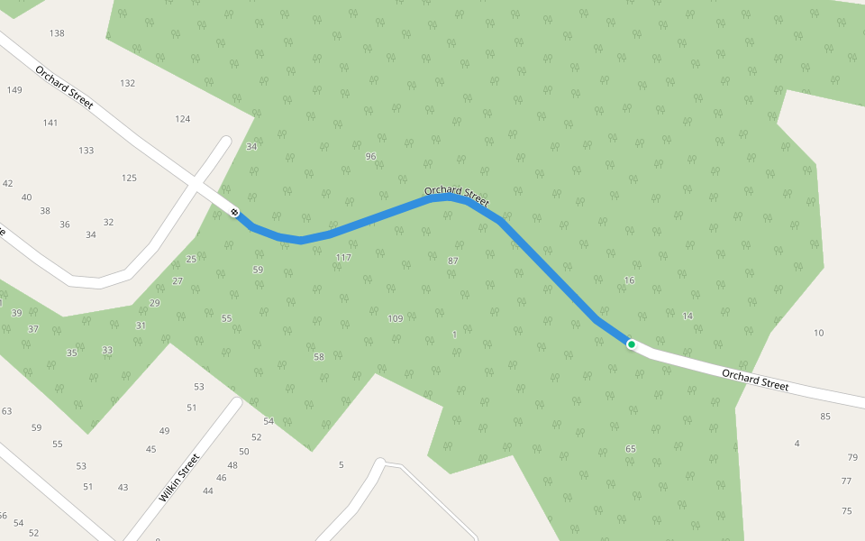 Orchard Street walking route map in Newburgh