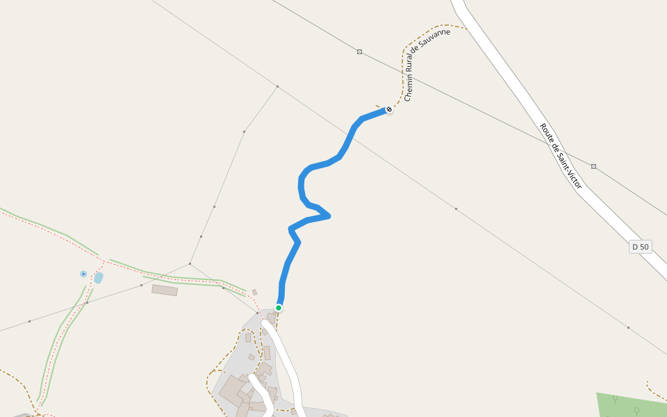 Chemin Rural de Sauvanne walking route map in Saint-Affrique