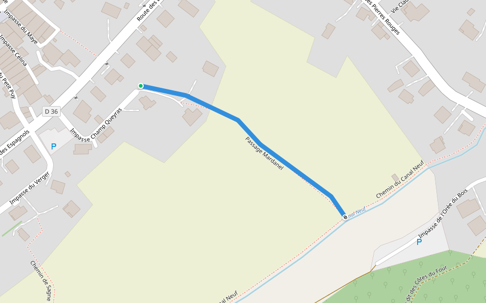 Passage Mardanel walking route map in Villar-Saint-Pancrace