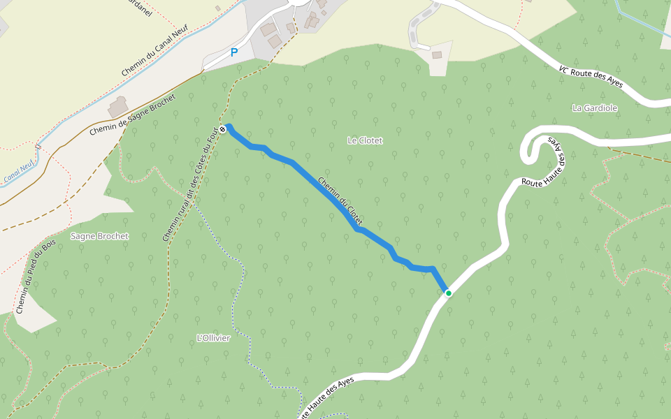 Chemin du Clotet walking route map in Villar-Saint-Pancrace