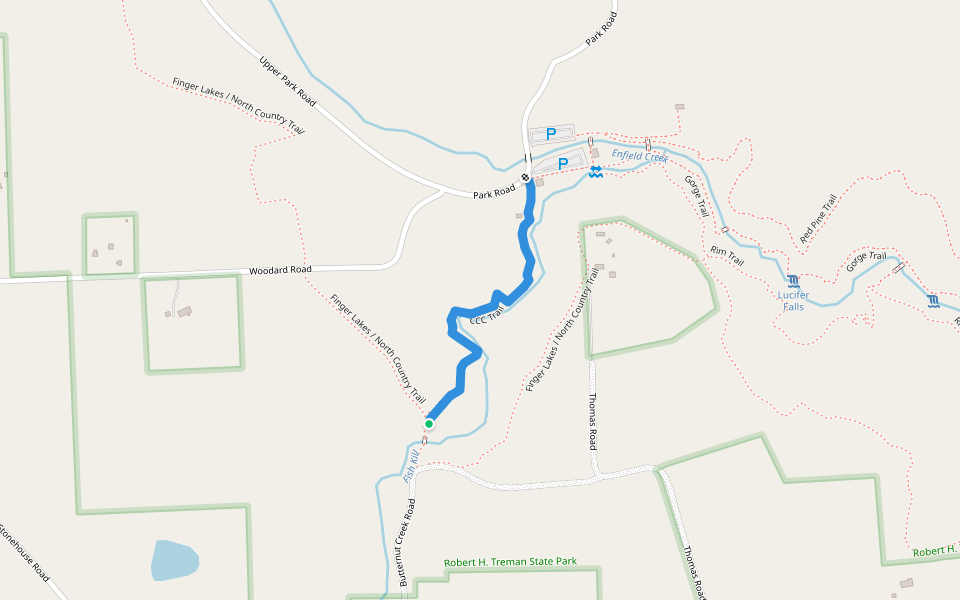 CCC Trail walking route map in Newfield Hamlet