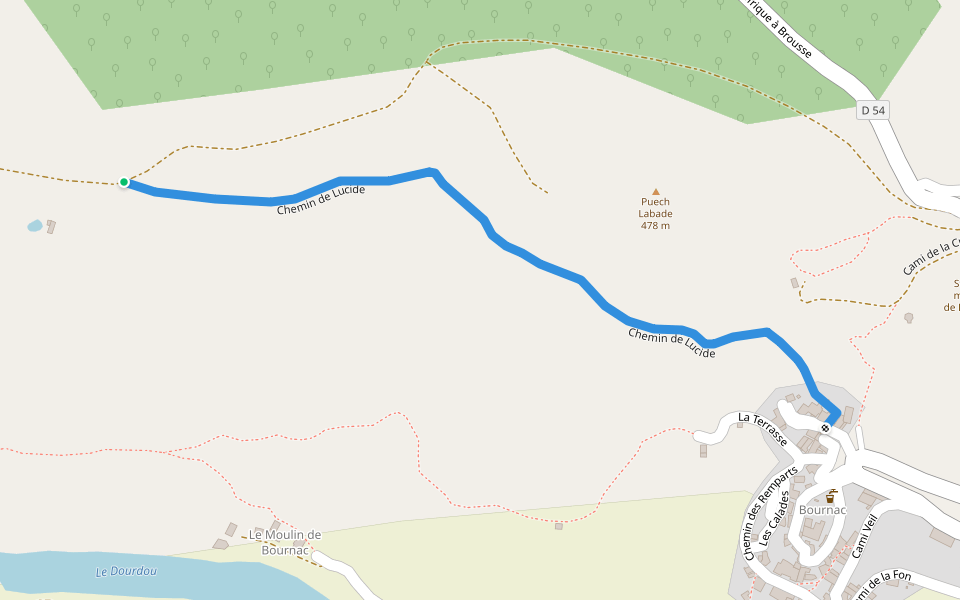 Chemin de Lucide walking route map in Saint-Affrique