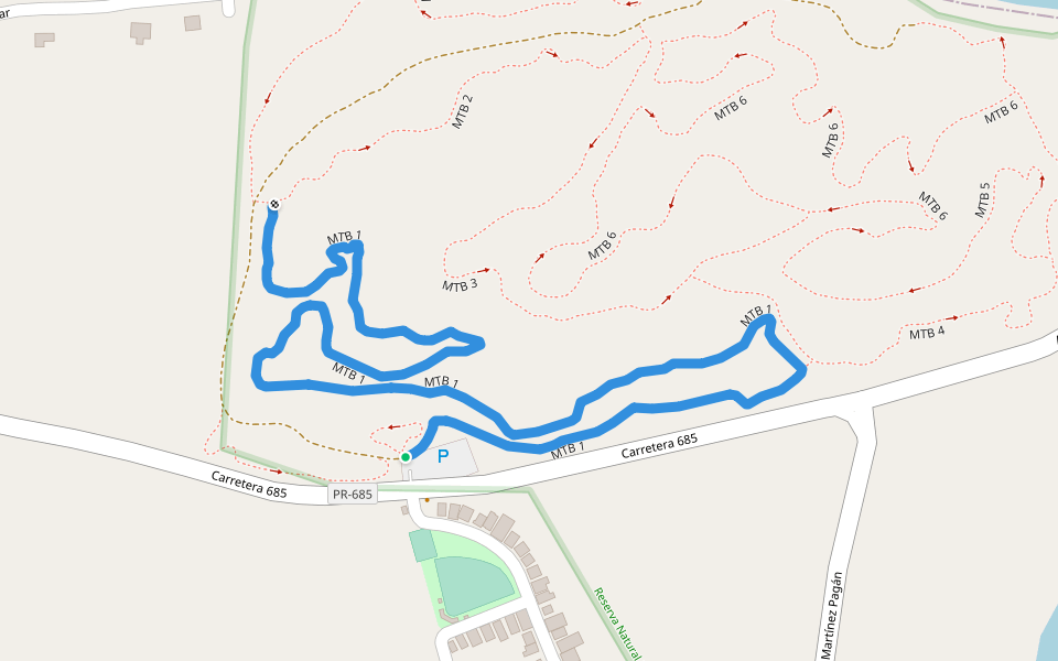 MTB 1 walking route map in Manatí