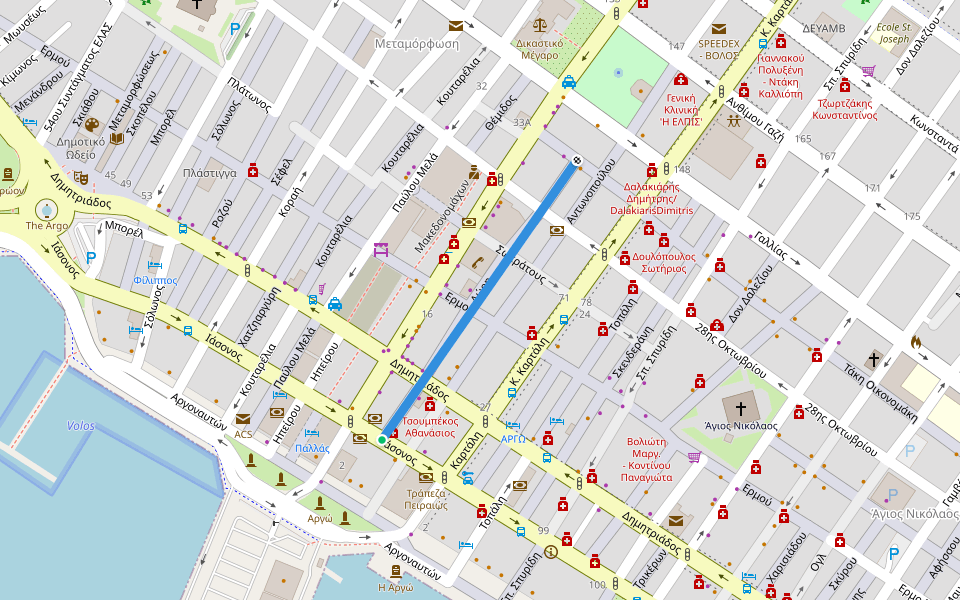 Λώρη walking route map in Volos