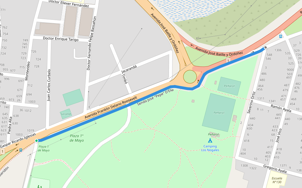 Senda José "Pepe" D'Elía walking route map in Colonia Valdense