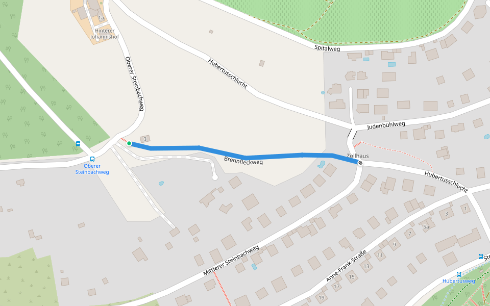 Brennfleckweg walking route map in Würzburg