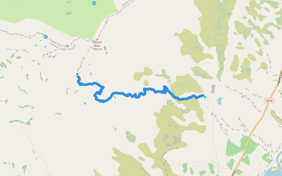 Tinwald Burn Ridge Track walking route map in Mount Pisa