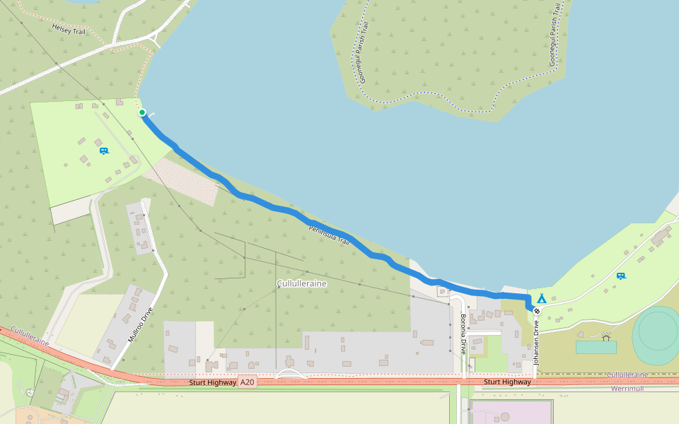 Peninsula Trail walking route map in Cullulleraine