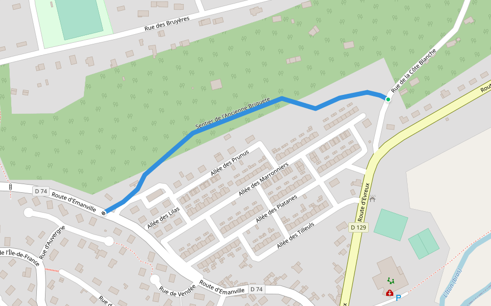 Sentier de l'Ancienne Briquete walking route map in La Bonneville-sur-Iton