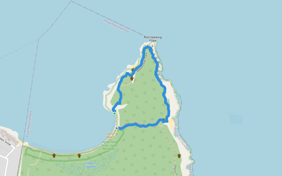 Jibbon Loop Track walking route map in Royal National Park