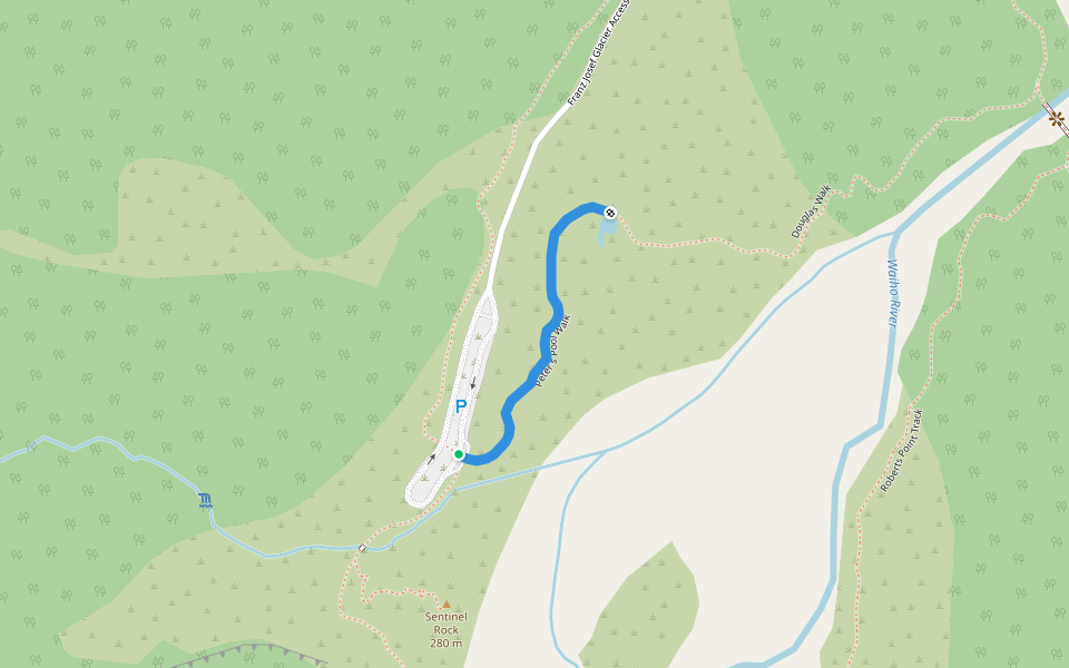 Peter's Pool Walk walking route map in Franz Josef / Waiau